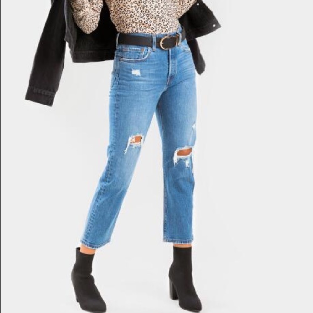 Levi’s 501 Straight Leg Jeans Cropped Distressed Size 24
